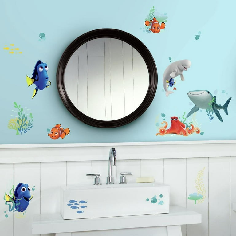 Large Corlorful Fish & Sea Shells Wall Stickers Bathroom Decal Vinyl Transparent